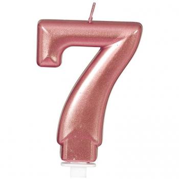 Vela Metalizada Oro y Rosa Número 7, de 8 cm