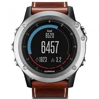 Garmin fenix 3 Saphir - Pulsómetro - incl. Correa de cuero marrón/Plateado 2016