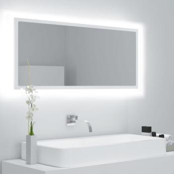 Espejo de baño con LED aglomerado blanco 100x8,5x37 cm