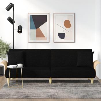 Sofá Cama Negro de Tela con Reposabrazos