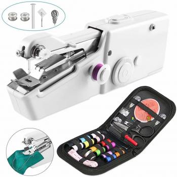 Mini Maquina de Coser Portatil, Guenx Portátil Herramienta de Puntada Rápida para Tela Ropa o Tela de Niños con Bobina Adicional, Tijera, Aguja y Enhebrador Uso de Viaje y Casa