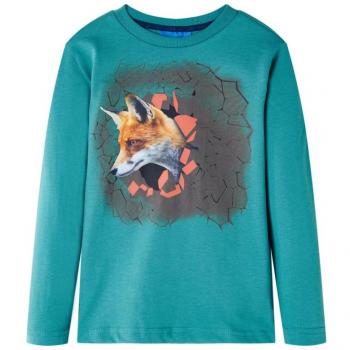 Camiseta para Niños Manga Larga Estampado Zorro Jersey Ropa con Cuello Redondo