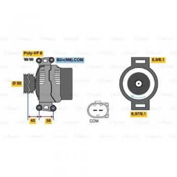 Alternador BOSCH 14V 180A para Mercedes-Benz Clase E, CLS, CLK - Modelo 0 986 047 670
