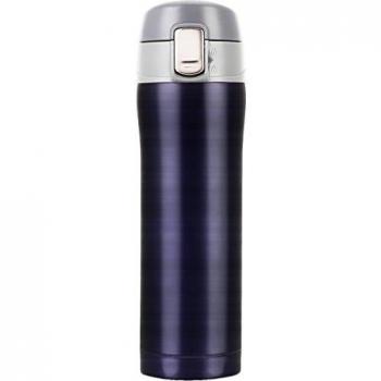 Termo de café, LOMATEE termo de viaje antigoteo doble pared de acero inoxidable sin BPA 420ml con tapa hermética, azul marino