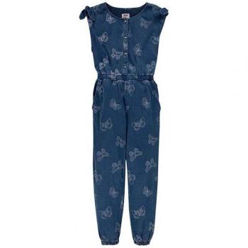 Levi's Mono largo manga corta para niños de denim con diseño de mariposa