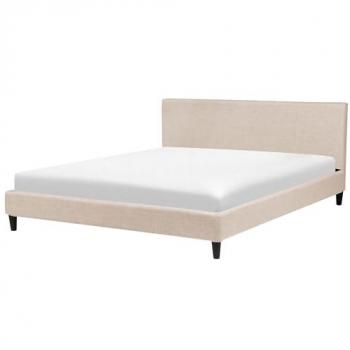 Cama Tapizada en Tela Beige 180 x 200 cm con Marco de Listones Estilo Contemporáneo Fitou