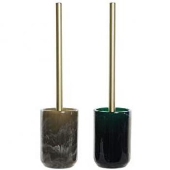 Escobilla para el Baño DKD Home Decor Verde Gris Resina Mármol 9 x 9 x 37 cm (2 Unidades)
