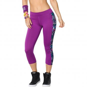 Zumba Fitness Mashed Up Panel Capri - Pantalones para mujer, color violeta, talla M