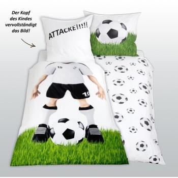 Herding Ropa de cama Fútbol Funda de cojín 80 x 80 cm y funda de edredón 135 x 200 cm, 100% Algodón