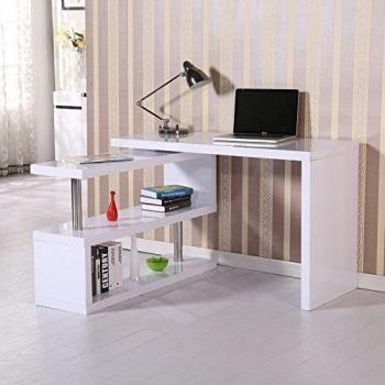Mesa Ordenador PC 187,5x 50 x76,1cm Mueble Escritorio Despacho Estanteria Blanco