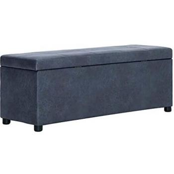 SengentoStyle Bankje met opbergvak 116 cm kunstsuède grijs