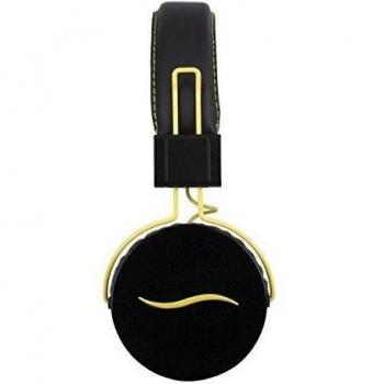 Hi-Fun Hola Deejay Headset carcasa de tela con micrófono, Negro / Amarillo