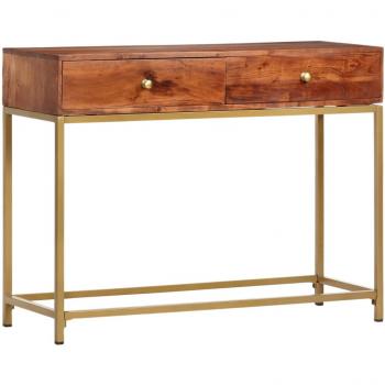 Mesa consola de madera maciza de acacia 100x35x76 cm