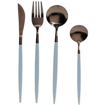 Set de cubiertos de acero inoxidable para 16 personas, diseño elegante