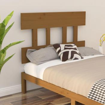 Cabecero para cama de madera maciza de pino en color marrón miel, dimensiones 93,5x3x81 cm