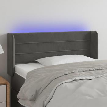 Cabecero LED de terciopelo gris oscuro 103x16x78/88 cm