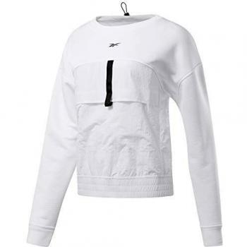 Reebok TS Midlayer Crew Sudadera, Mujer, Blanco, L
