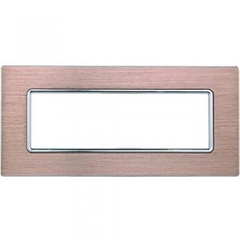 Placa de Aluminio 6 Puestos Color Oro Serie Solar Compatible con Bticino Matix