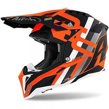 Casco de Motocross Airoh Aviator 3 Rainbow Carbon Naranja Mate XS