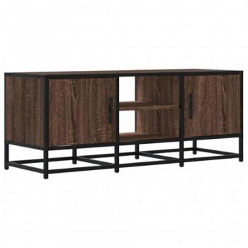 Mueble TV Metal y Madera Ingeniería Marrón Roble 100x35x41 cm
