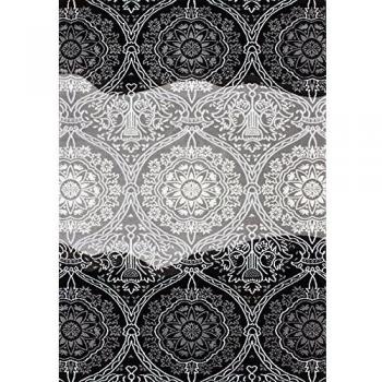 Diseño moderno con diseño de princesas Disney alfombra con diseño de círculos de colour negro y gris brillante y el marco de la cama 2 x 80 x 150 & 1 x 80 x 300, 160 cm_x_230 cm
