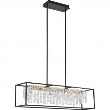 Lámpara colgante LED Kassi de Lucande, color negro, material de hierro, atenuable, longitud de 90 cm