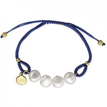 Pulsera Pantone Perlas, Macrame Azul, Dorado
