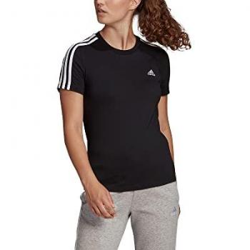 Adidas Women's Essentials Slim 3-Stripe T-Shirt in Black/White