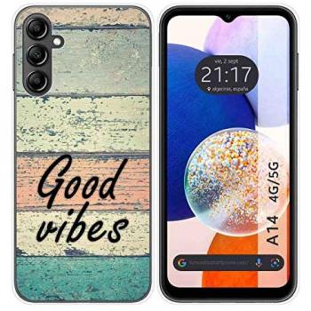 Funda de Silicona para Samsung Galaxy A14 4G / 5G con Diseño de Madera 01