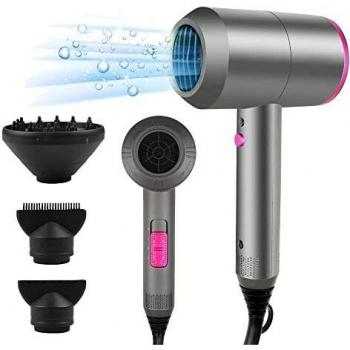Secador de pelo profesional iónico 2000W con motor AC, 2 velocidades, 3 temperaturas y botón de aire frío, incluye difusor y 2 concentradores