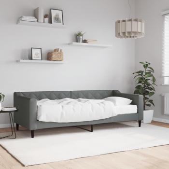Sofá cama con colchón de tela gris oscuro 80x200 cm