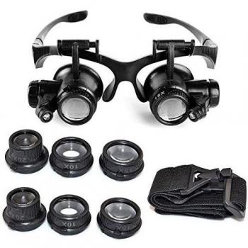 Starcrafter 10 x 15 x 20 x 25 x Gafas de ojo de lupa lupa LED de joyero para reparación de relojes