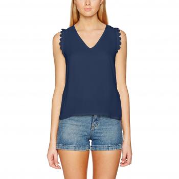 VERO MODA Vmlaurie Lace Sl Top a, Camiseta sin Mangas para Mujer, Azul