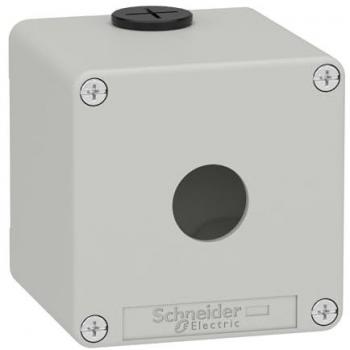 Caja de uso general Schneider XAPD1501, metal, gris, 80 x 80 x 77 mm, vacía, 1 orificio para punto de comando de 22 mm