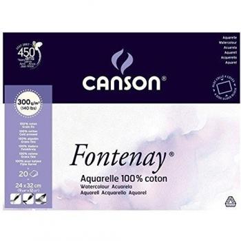 Canson Fontenay - Bloc papel de acuarela, 24 x 32 cm, color blanco natural