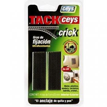 Ceys - Cinta crick - Alta resistencia - Negro - 4 Tiras 7 CM X 25 MM