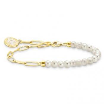 Thomas Sabo Gold Plated Freshwater Pearl Charm Bracelet for Women
