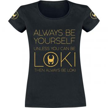 Loki Always Be Yourself Mujer Camiseta Negro M 100% algodón Regular