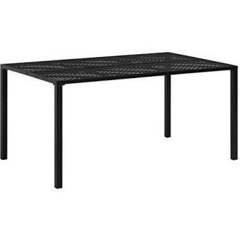 vidaXL Mesa Jardín Acero Rectangular Rejilla Malla Patio Cocina Comedor Negra