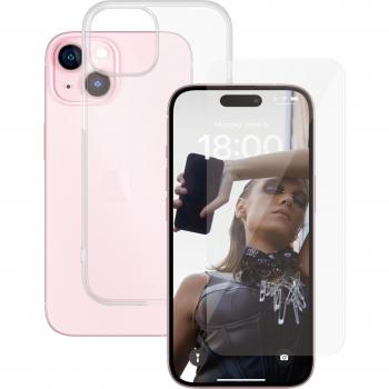 Protector de Pantalla y Funda 2 en 1 SAFE PanzerGlass para iPhone 15, Resistente a Rayones y Golpes, Vidrio Templado y Material PET, Transparente