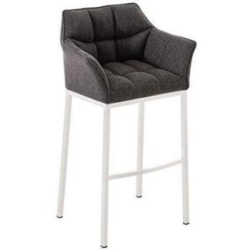 Taburete de bar Damaso en Tela Gris Titanio con Base de 4 Patas Blanca