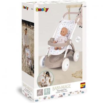 Carrito para Muñecas Smoby Stroller 58 cm con estructura ligera, diseño ergonómico, manillar ajustable, ruedas silenciosas, cesta de almacenamiento y compatible con muñecas de hasta 42 cm