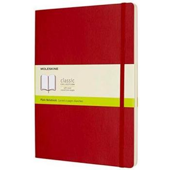Moleskine Classic Plain Paper Notebook, Soft Cover and Elastic Closure Journal, Color Scarlet Red, Size Extra Large 19 x 25 A4, 192 Pages