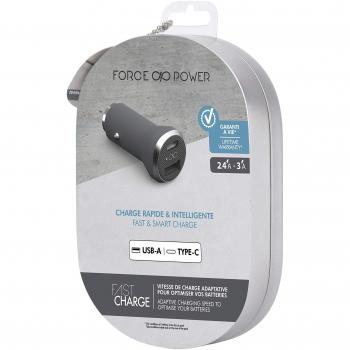 Cargador para Coche 1 Puerto USB y 1 Puerto USB Tipo C 5.4A con Garantía de por Vida