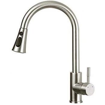 Grifo Cocina Extraible,ZREE Grifos Cocina Fregadero Giratorio de 360 grados, Acero Inoxidable grifo de cocina con Control de Agua Fría y Caliente, 3 modos de salida de agua