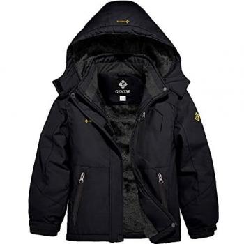 GEMYSE Chaqueta de Esquí Impermeable de Montaña para Niñas Abrigo de Invierno de Lana Antiviento con Capucha