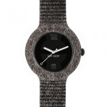 Reloj Vintage Hip Hop para Hombre con Esfera Negra y Movimiento de Cuarzo, Correa de Silicona Marrón