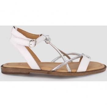 Sandalias planas de mujer de piel en blanco Libra
