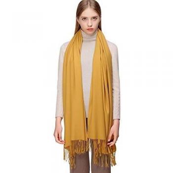 RIIQIICHY Mujer Cachemira Bufanda Pashmina Chal Amarillo Invierno Cálida Grande Larga Suave Manta para Mujeres