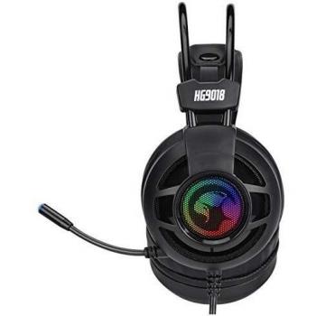 Scorpion - Cascos Gaming, Modelo MA-HG9018, Sonido Virtual 7.1 con Vibración, Micrófono Flexible, Potentes Sonidos Graves y Agudos, Control Multimedia, Retroiluminación Arcoíris, Color Negro